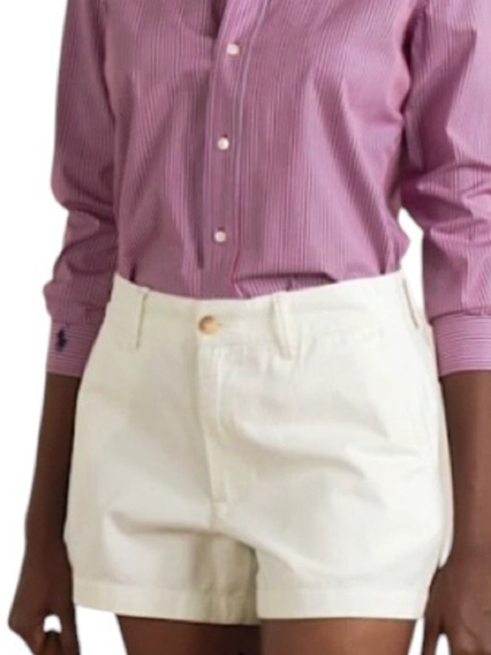 POLO Ralph Lauren White💯%Cotton Shorts wth Signature embroidered navy pony logo - Picture 2 of 11